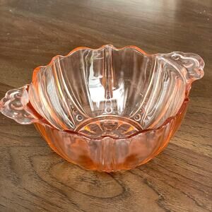 Anchor Hocking Oyster & Pearl Pink Bowl w/ Handles Depression Glass Candy READ